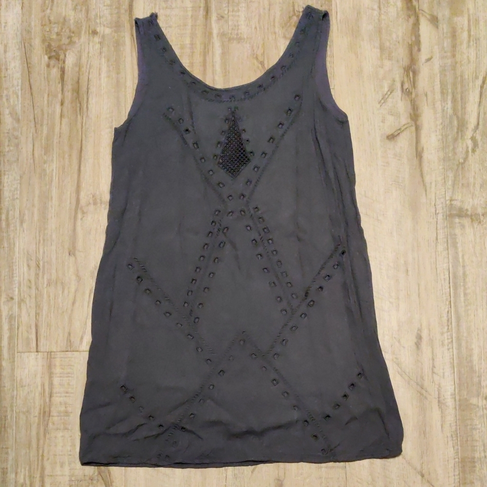 Gentle Fawn | Gray Sleeveless Embroidered Dress